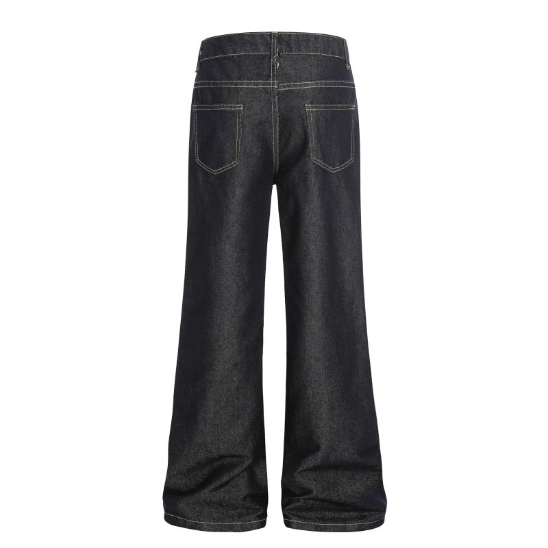 American-style streetwear harem pants Raw Dark Wash Flared Denim