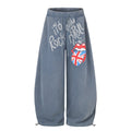 American-style streetwear harem pants British Flag Tongue Retro Music Wide Bottoms