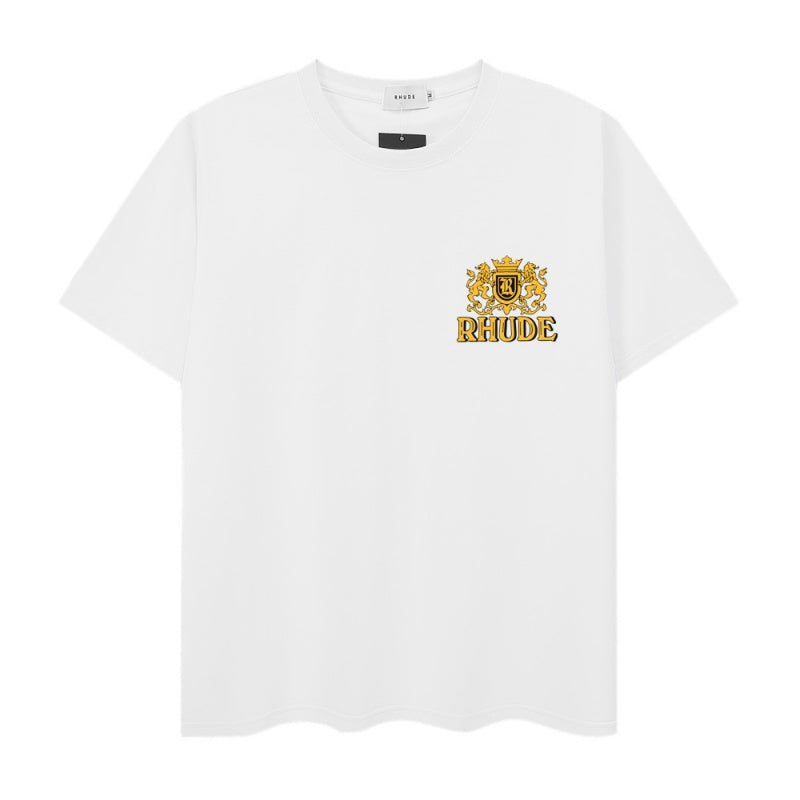 RHUDE T Shirts Crossed Sides Wreath Logo Print