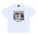 ERD T Shirts Distressed Old Photograph & Sentence Graphic Loose Top