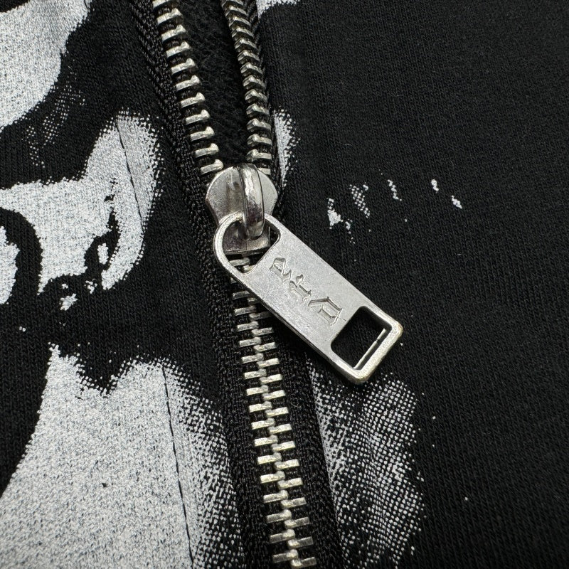 Unisex Vintage Hoodie ENFANTS RICHES DEPRIMES (ERD) – Oversized zip-up hoodie featuring Madonna illustrations, multiple patch prints, a washed/distressed finish, and a relaxed silhouette.