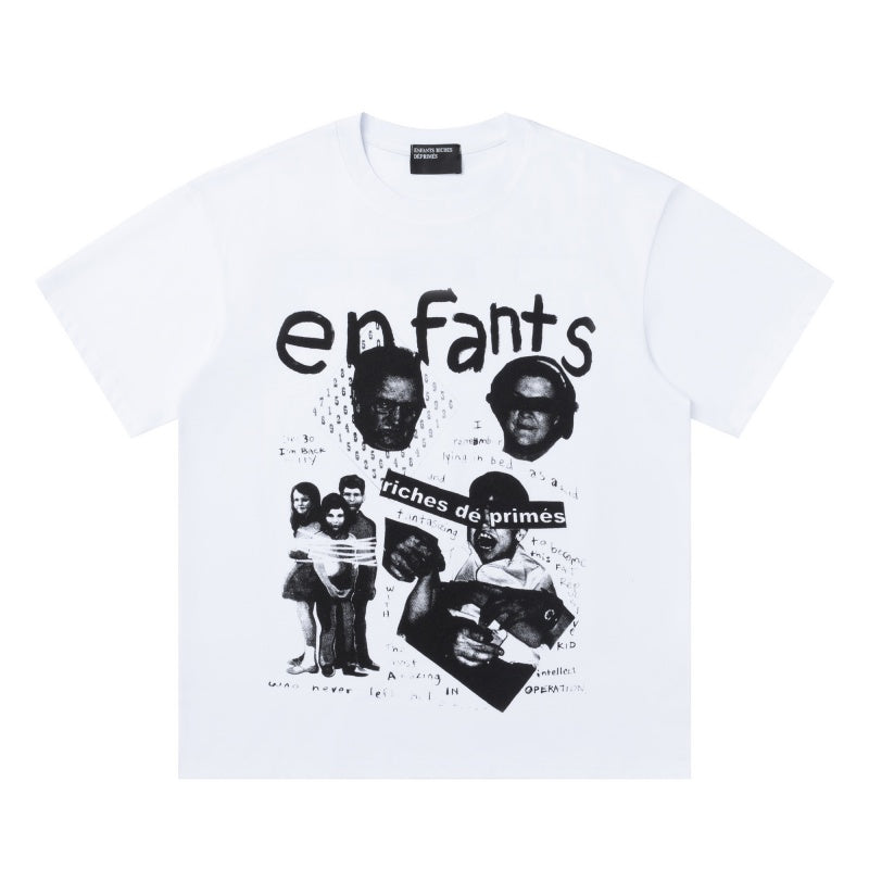 ERD T Shirts Vintage Monochrome Figure Splicing Graffiti Letter Graphic Motif
