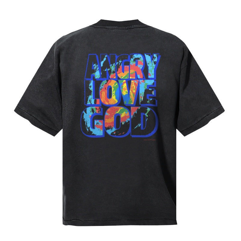 Saint Michael T Shirts Washed Black Tornado Vertical Text Artwork