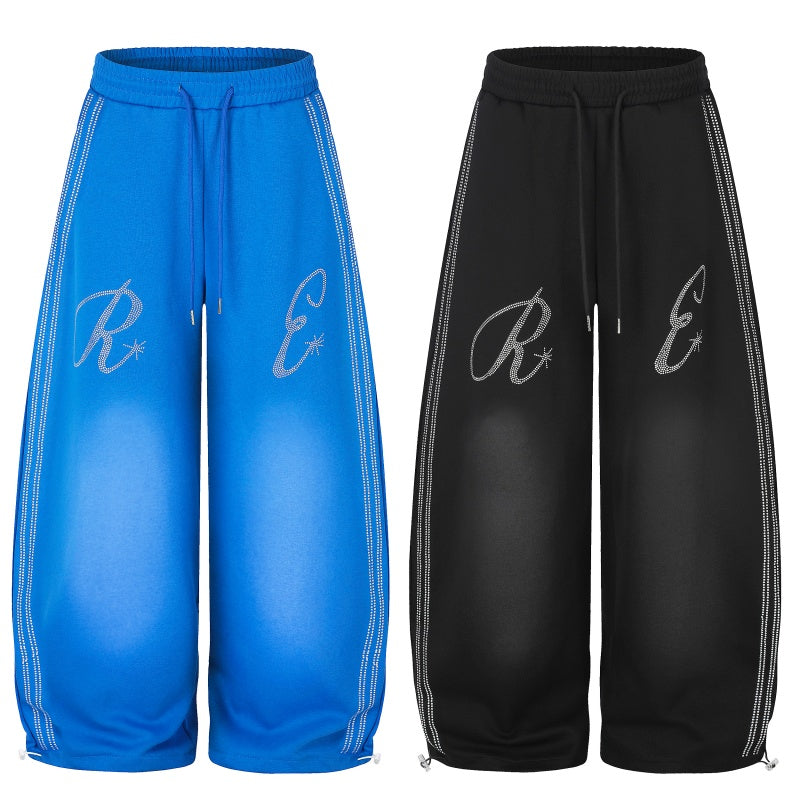 American-style streetwear harem pants Curved Script Print Loose Street Sweatpants