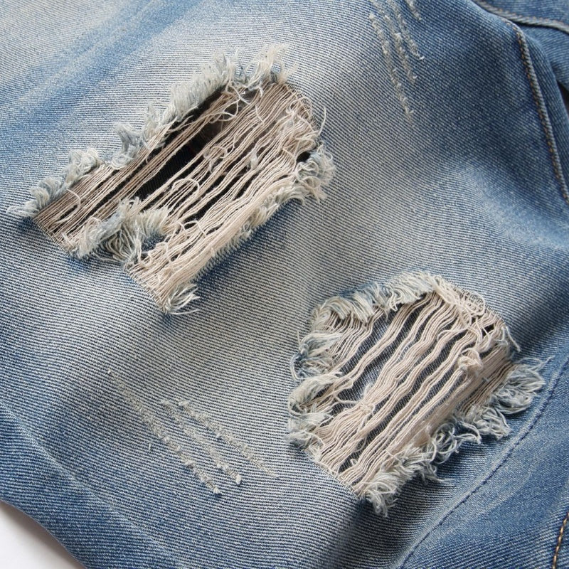 Denim shorts High-quality trendy Distressed with holes casual pure cotton Non-stretch plus-size men's clothing