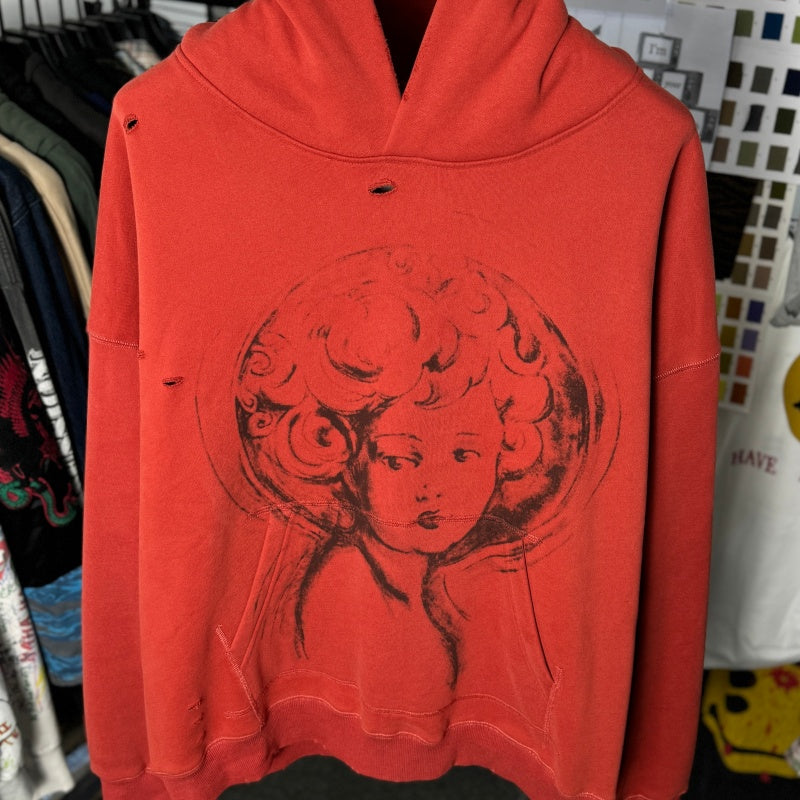 Unisex Vintage Hoodie Saint Michael "Cherub" American Vintage-Style Washed/Distressed Hoodie