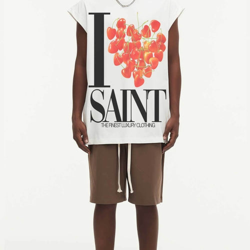 BIG FACE Drop-Shoulder Tank Top High-street vintage style featuring a small neckline, white-ink digital direct-to-garment (DTG) printing, and a heavy-duty, distressed wash finish; crafted from 260g double-yarn plain-knit fabric.