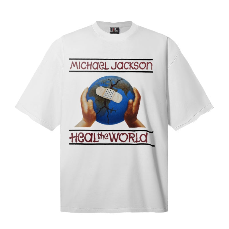 Saint Michael T Shirts White Base Heal The World Environmental Theme Streetwear Artwork