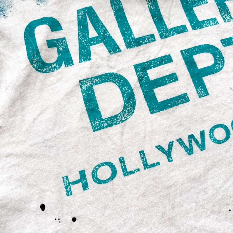 Unisex Vintage T Shirts GALLERY DEPT. 26SS "California Exclusive" Street Graffiti-Style T-Shirt: Featuring hand-painted splatter details, multi-location hand-distressing, heavyweight enzyme-washed fabric, and an all-over hand-applied "dirty wash" spr