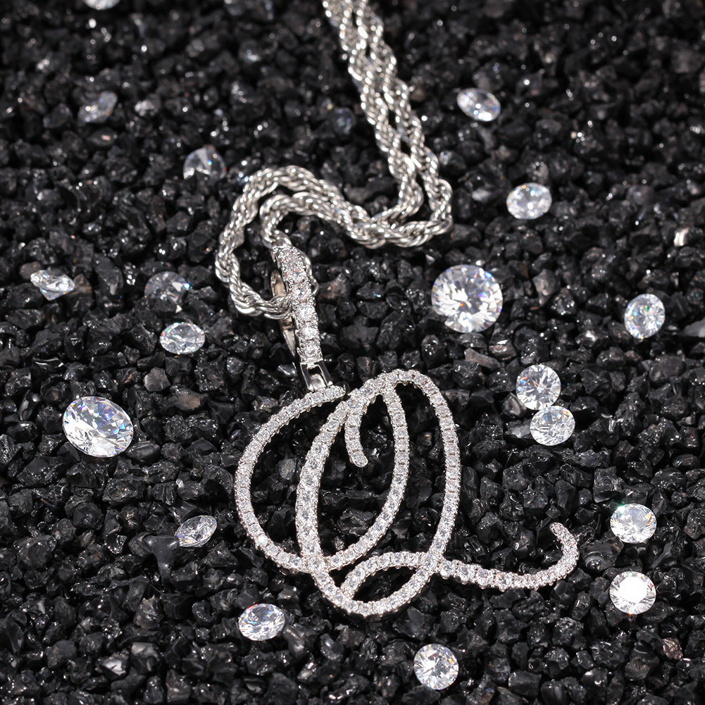 Jewelry English Alphabet Pendant Necklace Copper Set Zircon Hiphop Word Up Spectrum St. Valentine's