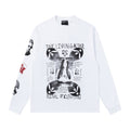 ERD Long sleeved shirt  White Base Dual-Tone Collage Figure Full Sleeve Multi Graphic Layout