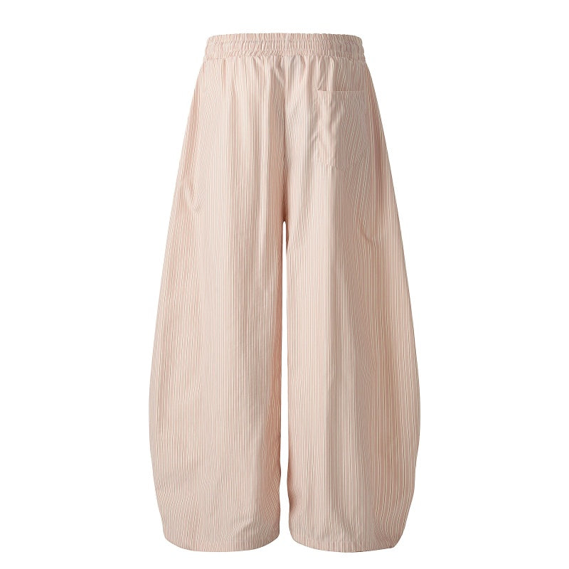 American-style streetwear harem pants Adjustable Hem Soft Tone Bubble Fabric Trousers