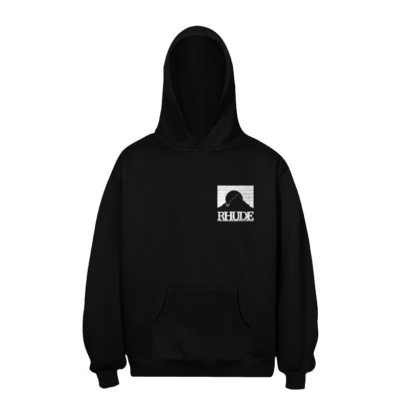 RHUDE Hoodie Distressed Sunset Mountain Verse Motif