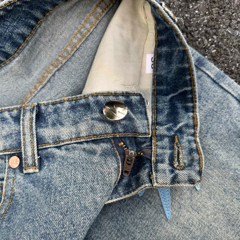 Lightning Pattern Jeans High-quality high-street pure cotton trousers
