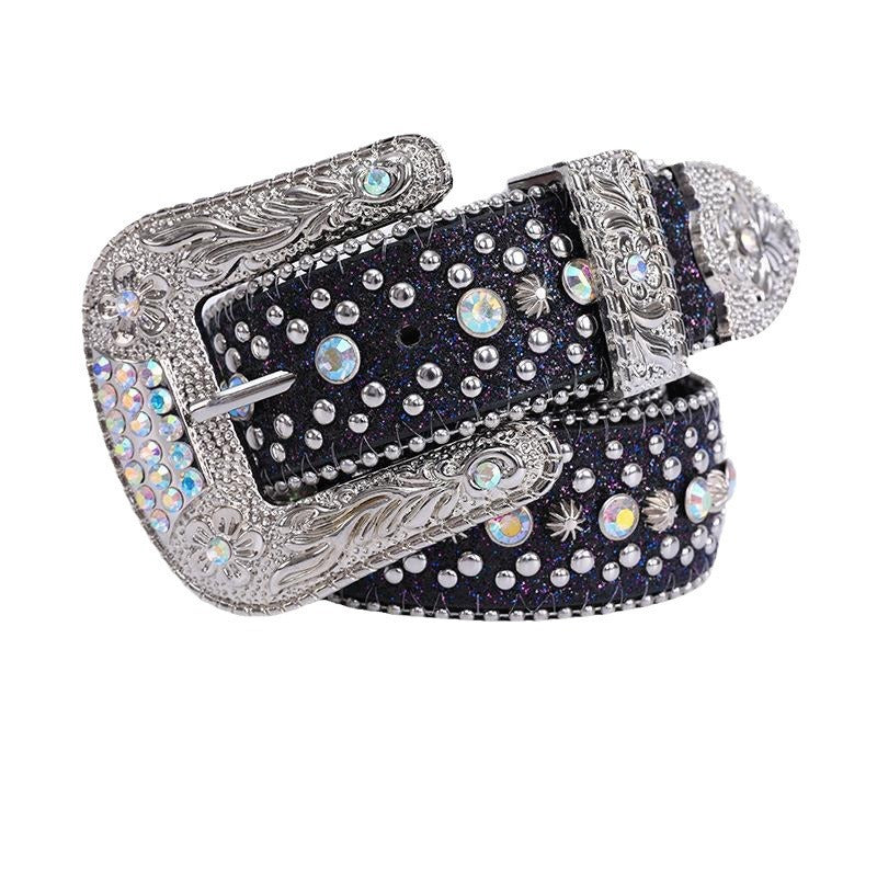 Hip-hop punk rhinestone belt alloy pin buckle
