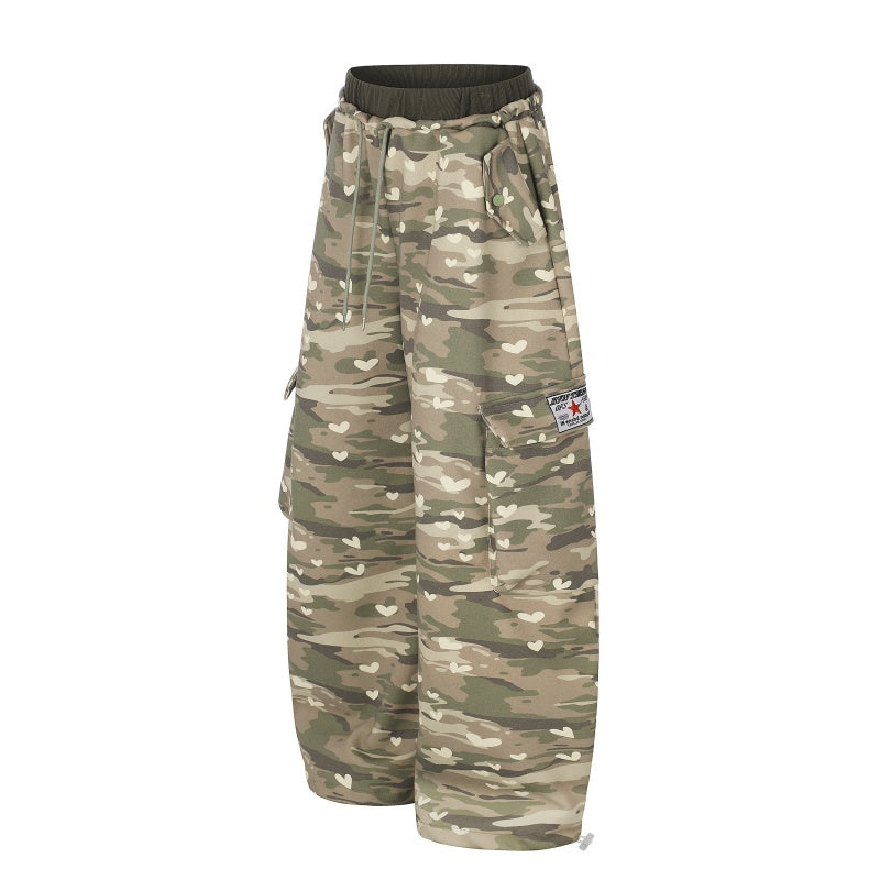 American-style streetwear harem pants Camo Patch Barrel Cargo Trousers