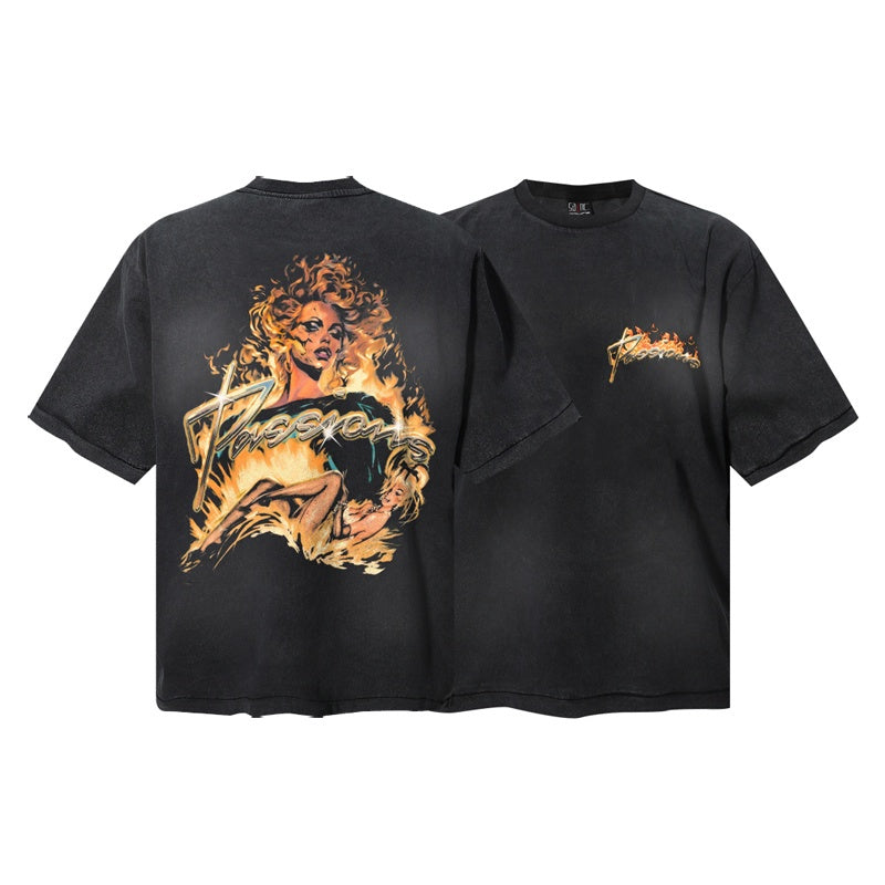 Saint Michael T Shirts 90s Vintage Burning Female Figure Script Print