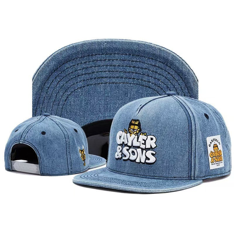 Trendy flat brimmed snapback hatscartoon breathable adjustable sunshade