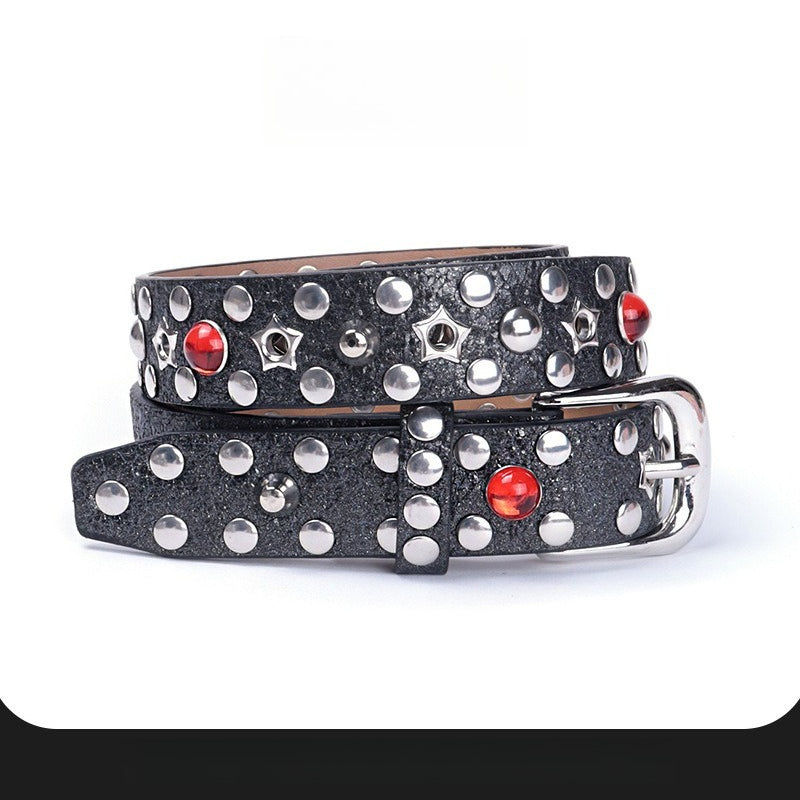 Hip-hop punk rhinestone belt snakeskin pattern