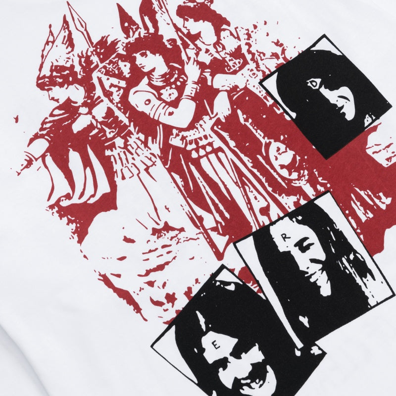 ERD Long sleeved shirt  White Base Dual-Tone Collage Figure Full Sleeve Multi Graphic Layout