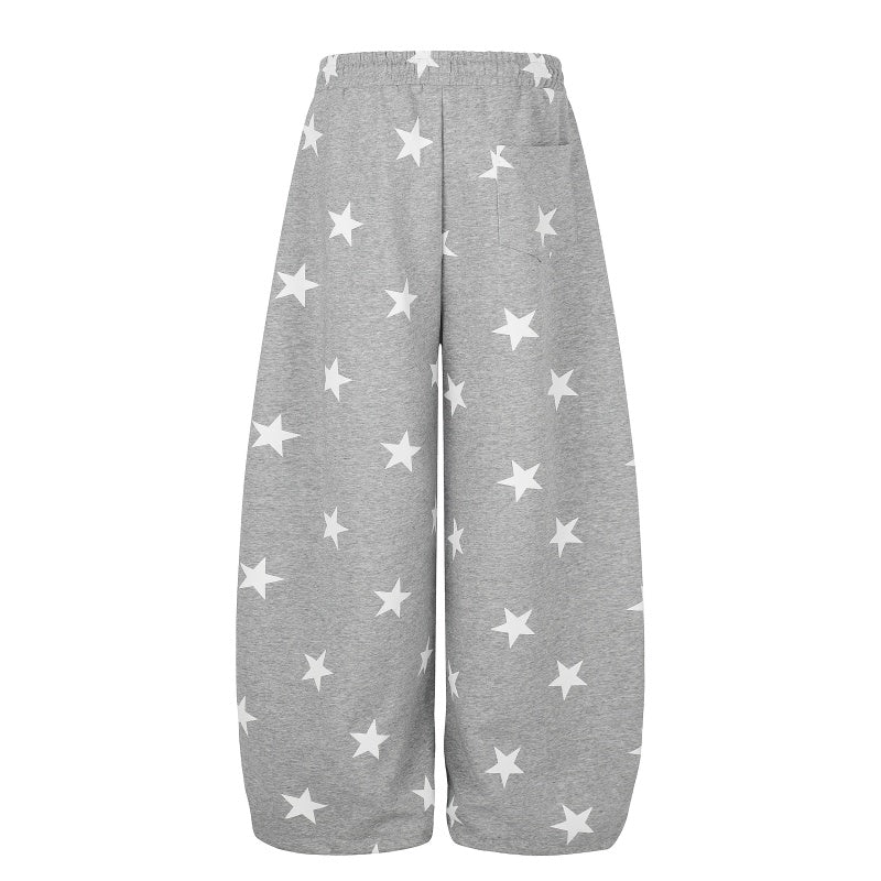 American-style streetwear harem pants Elastic Waist Star & Number Retro Street Outfit