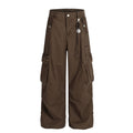 American-style streetwear harem pants Beaded Charm Multi-Pocket Cargo