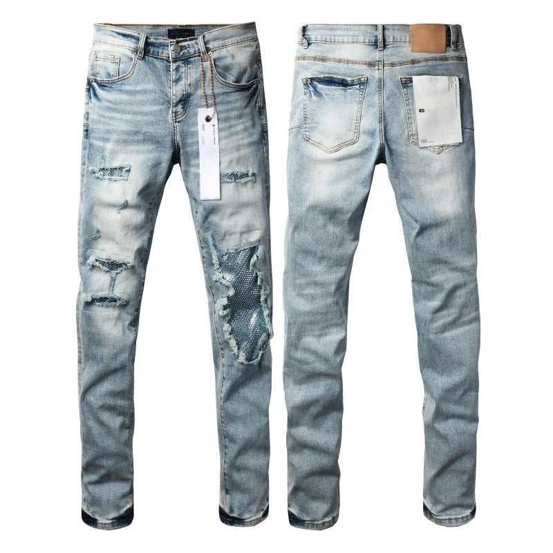 Purple brand Jeans High-quality pure cotton streetwear trousers Hole