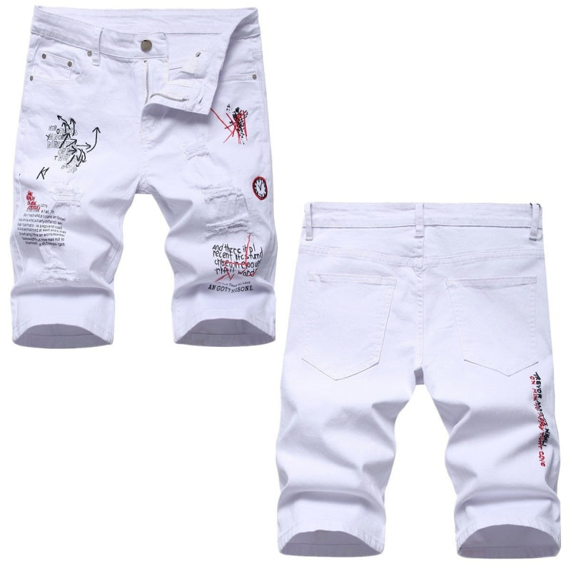 Denim shorts High-quality trendy casual pure cotton Non-stretch plus-size men's clothing