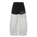 American-style streetwear harem pants Contrast Panel Rhinestone Graphic Baggy Bottoms