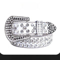Hip-hop punk rhinestone belt shiny alloy buckle