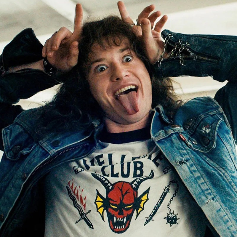 Mens T-shirt Vintage American-style "Stranger Things" Style Hellfire Club Print Raglan Tee