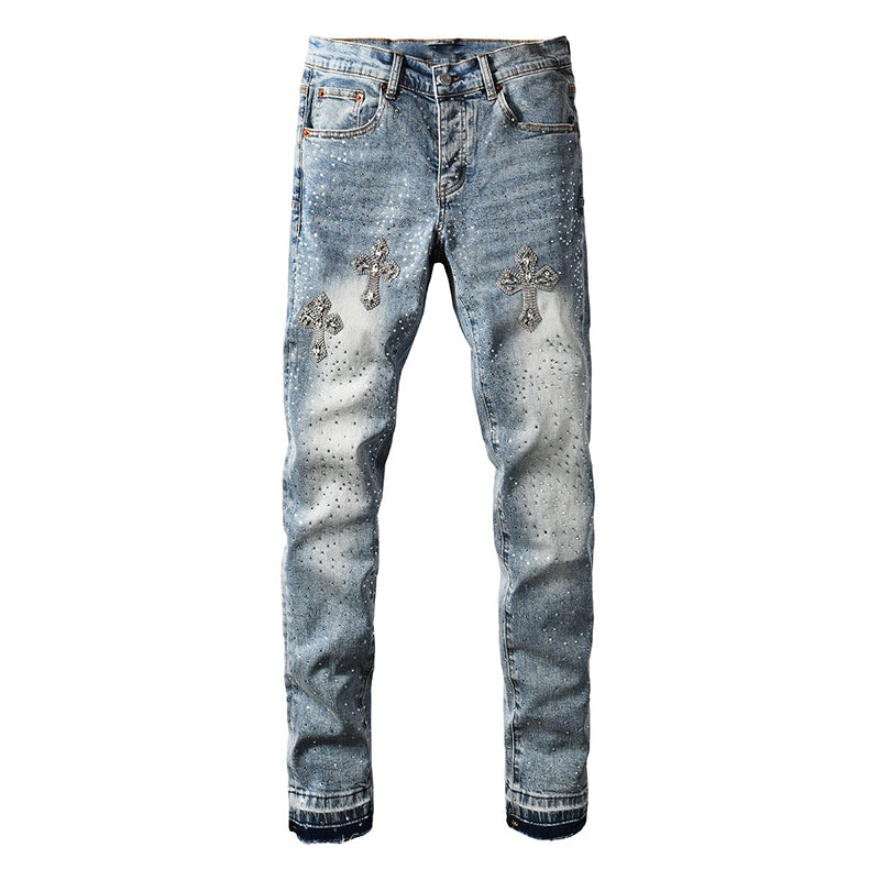 purple brand jeans Rhinestones #9132