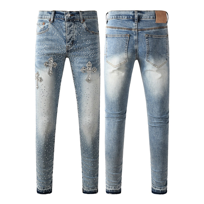 purple brand jeans Rhinestones #9132