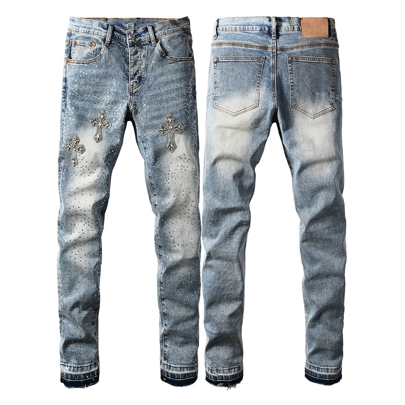 purple brand jeans Rhinestones #9132