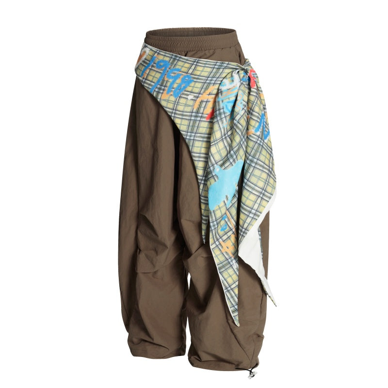 American-style streetwear harem pants Vintage Graphic Bandana Tie Baggy Parachute