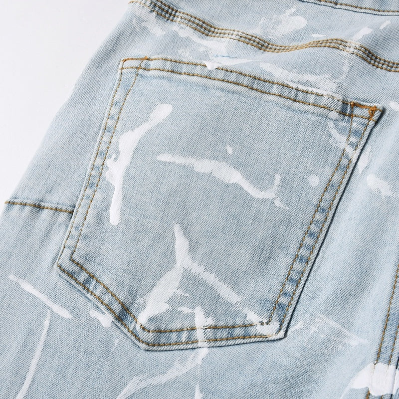 Purple brand Jeans High-quality pure cotton streetwear trousers Splashed ink
