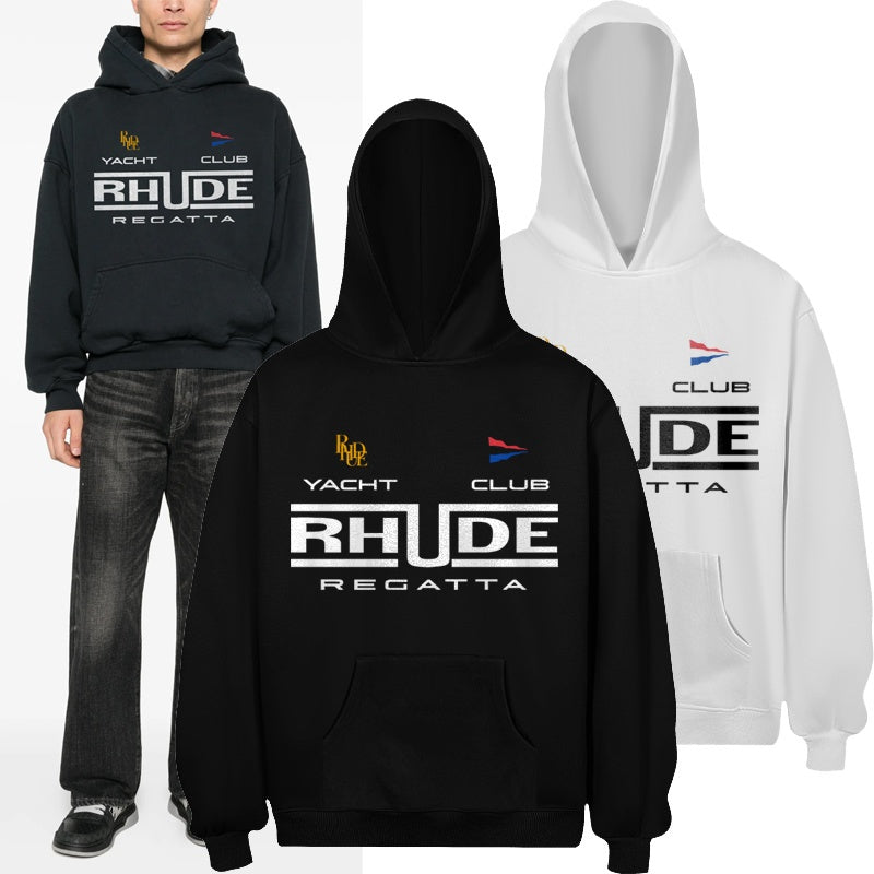 RHUDE Hoodie Sailing Regatta Stacked Text Front Print