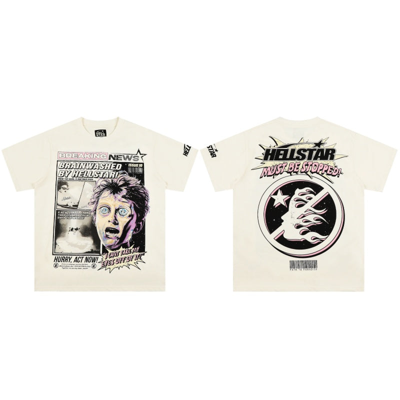 Vintage-style American T-shirt Retro Tabloid Halftone Streetwear