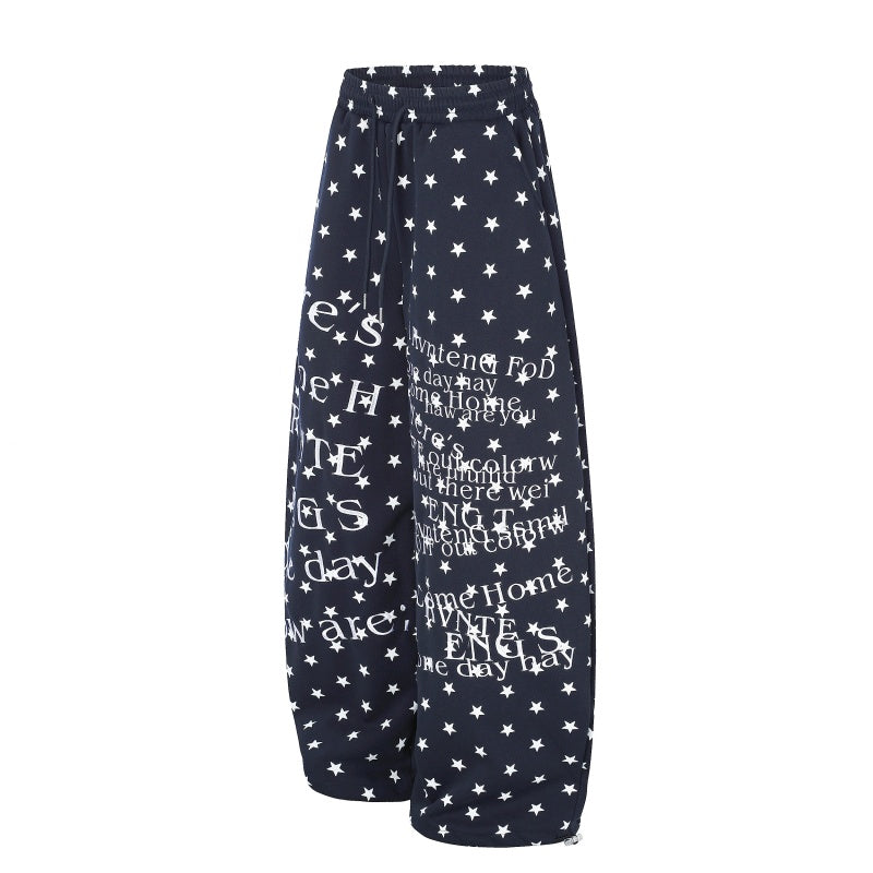 American-style streetwear harem pants Y2K Full Print Star Letter Wide Leg Joggers