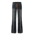 American-style streetwear harem pants Retro Faded Wash Low Rise Bootcut Cut