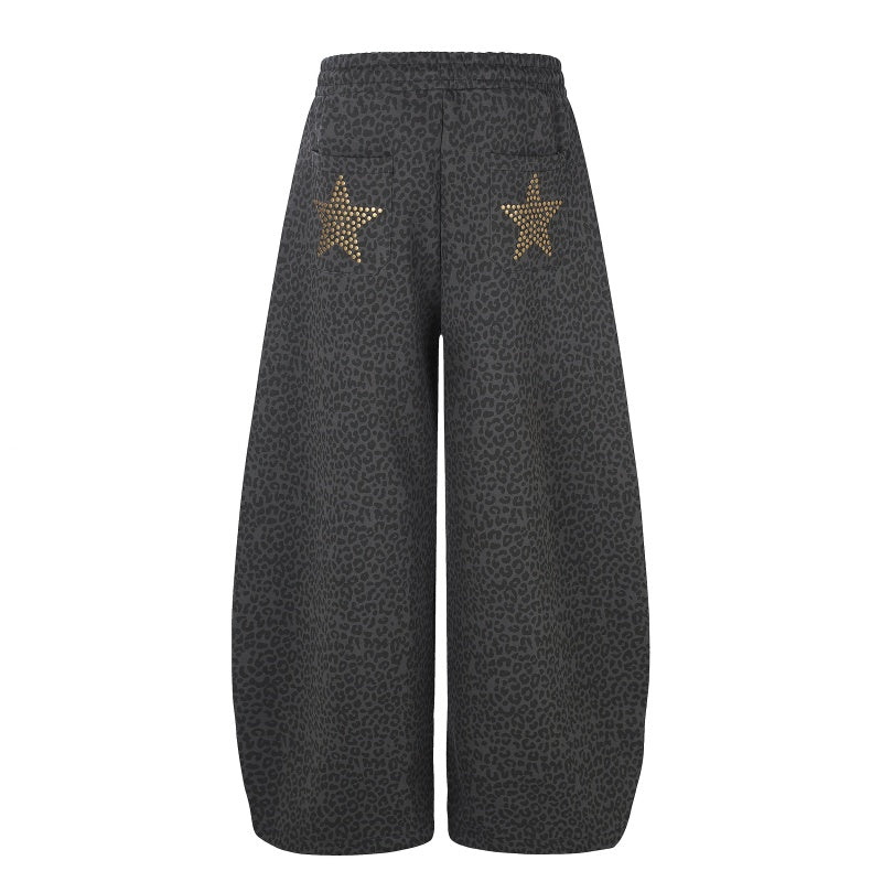 American-style streetwear harem pants Vintage Leopard Star Graphic Joggers