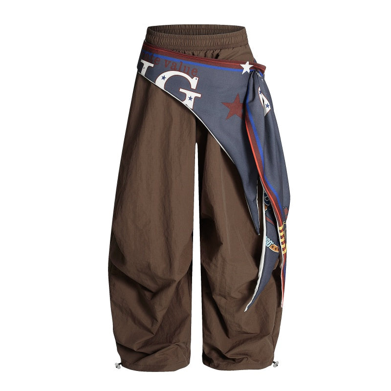 American-style streetwear harem pants Bandana Sash Parachute Barrel Bottoms