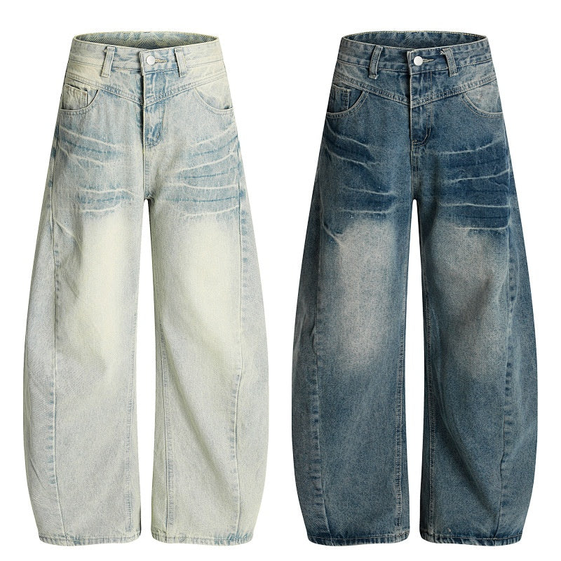 American-style streetwear harem pants Light & Dark Dual Wash Slacks
