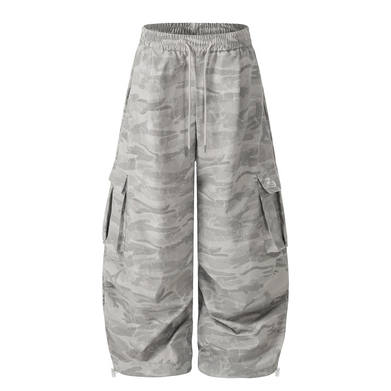 American-style streetwear harem pants Streetwear Camo Ruched Cargo Trousers