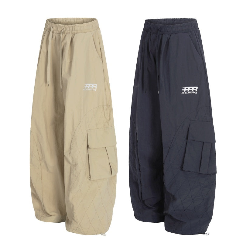 American-style streetwear harem pants Lightweight Textured Parachute Cargo Pants