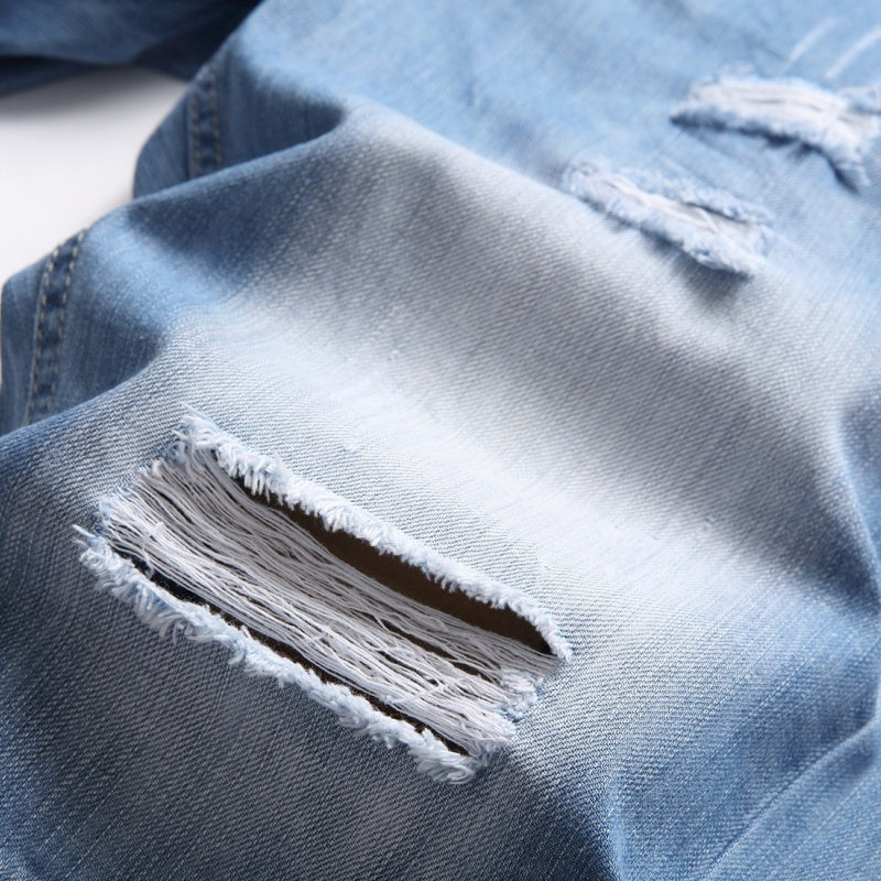 Denim shorts High-quality trendy casual pure cotton Non-stretch plus-size men's clothing