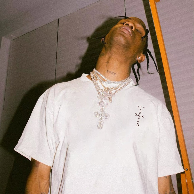 Mens T-shirt Vintage American-style Travis Scott Minimalist All-Cotton