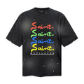 Saint Michael T Shirts Paint Splatter Distressed Gradient Color Handwritten Font Artwork