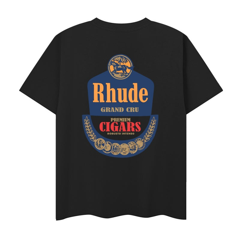 RHUDE T Shirts Antique Cigar Crest Emblem Motif