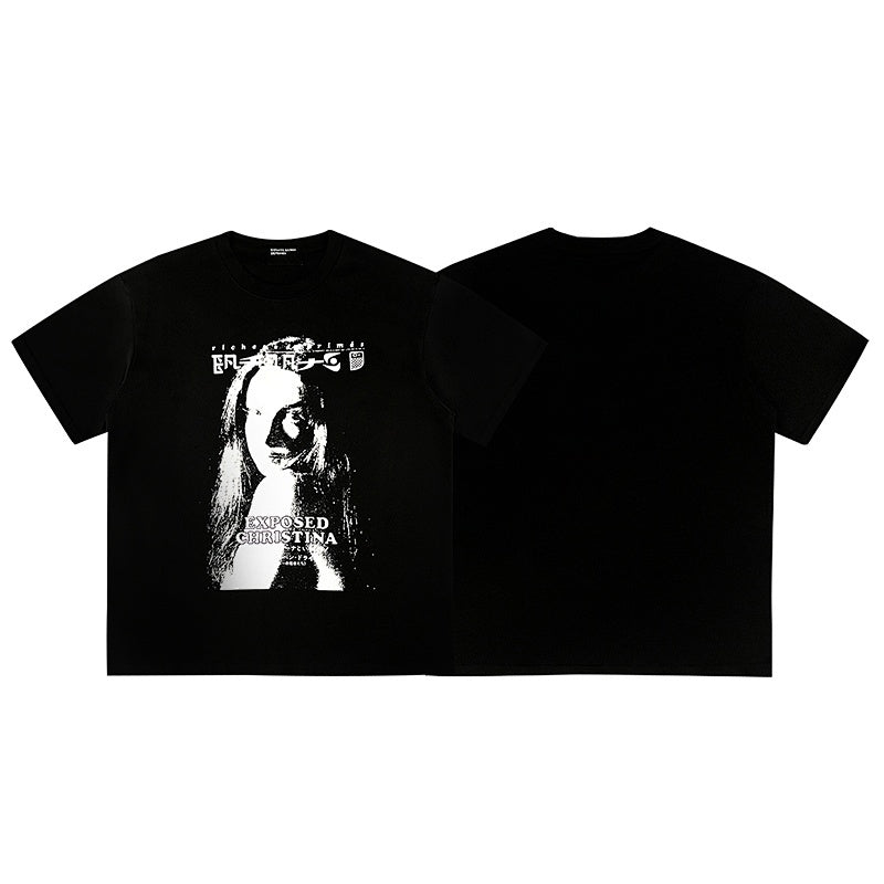 ERD T Shirts Vintage Grainy Figure Gothic Street Casual Top